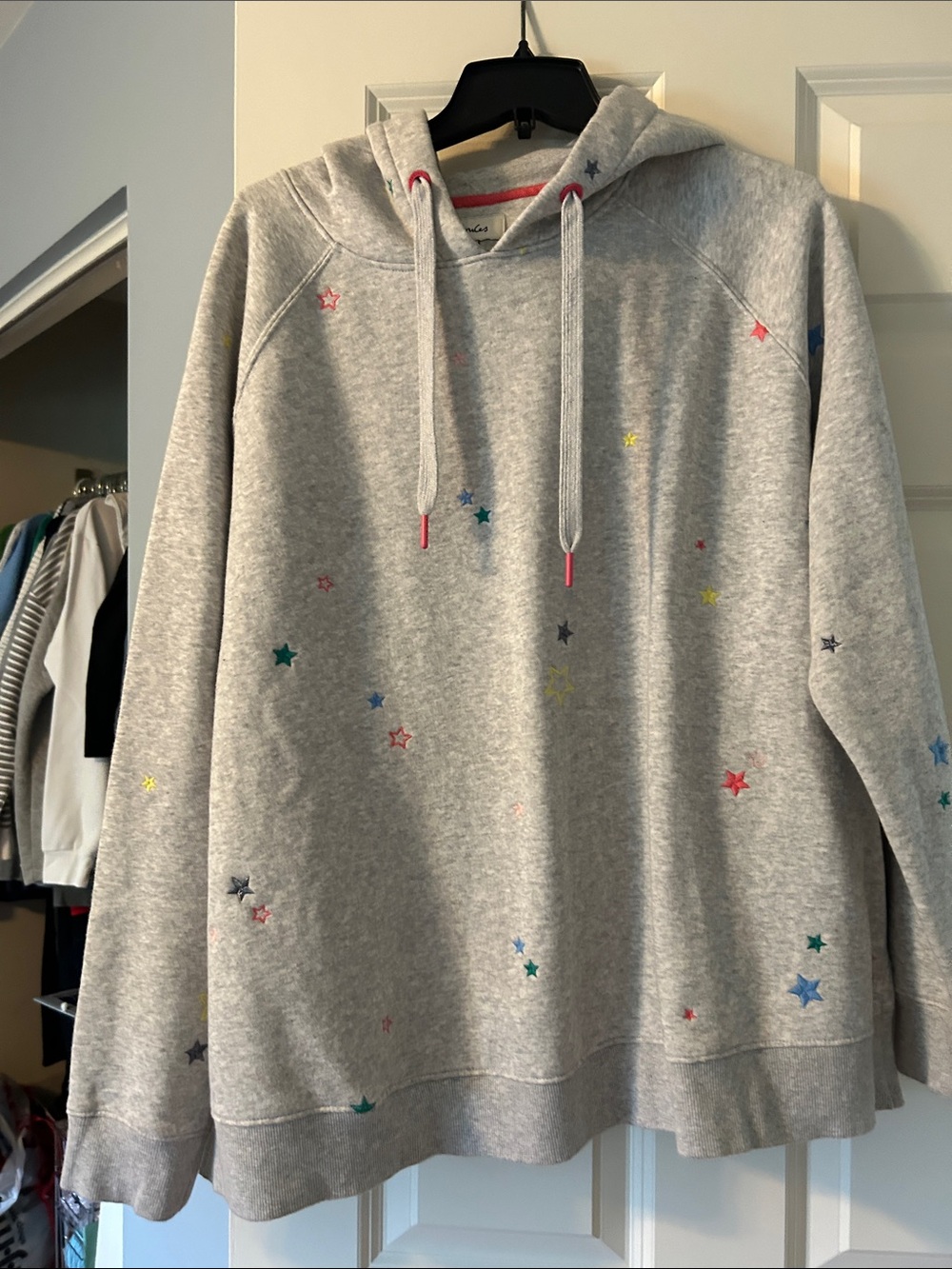 Joules Light Gray Star-Print Hooded Sweater